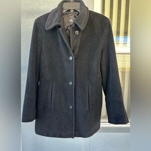 Calvin Klein Women’s Angora Wool Blend Timeless Minimalist Mid-Length Coat L